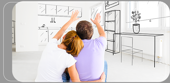 couple imagining what their new living space could become if they renovate